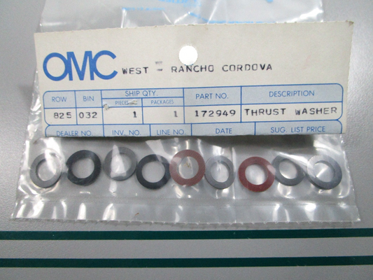 NEW OEM 172949 0172949 OMC Johnson Evinrude Thrust Washer Set 0810