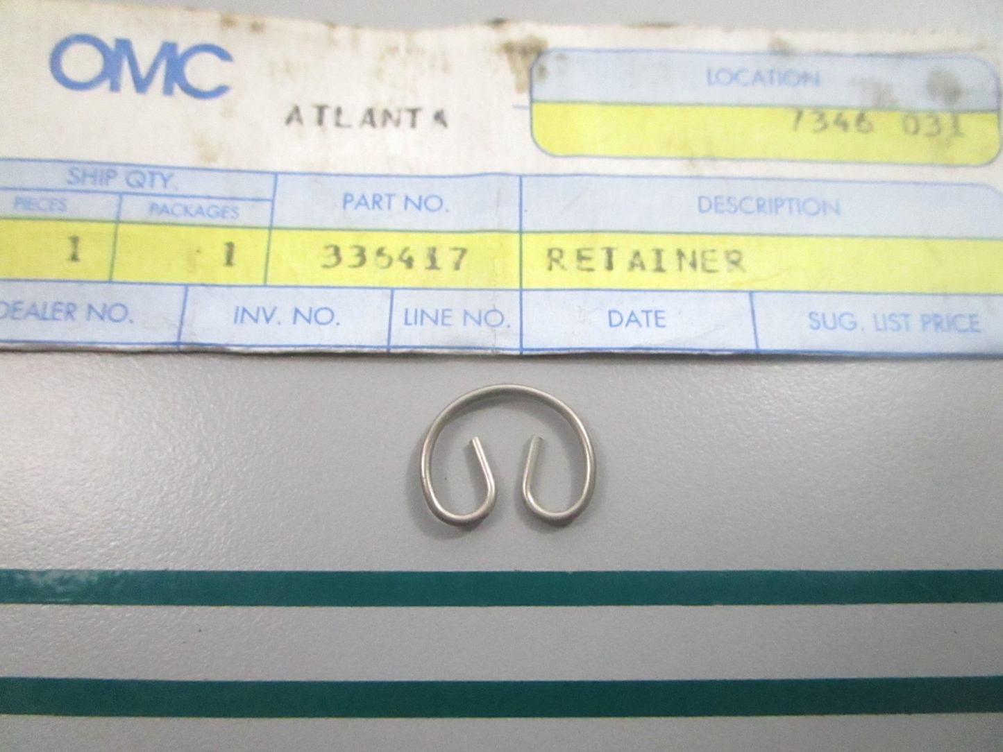 NEW OEM 336417 0336417 OMC Johnson Evinrude Retainer 0810