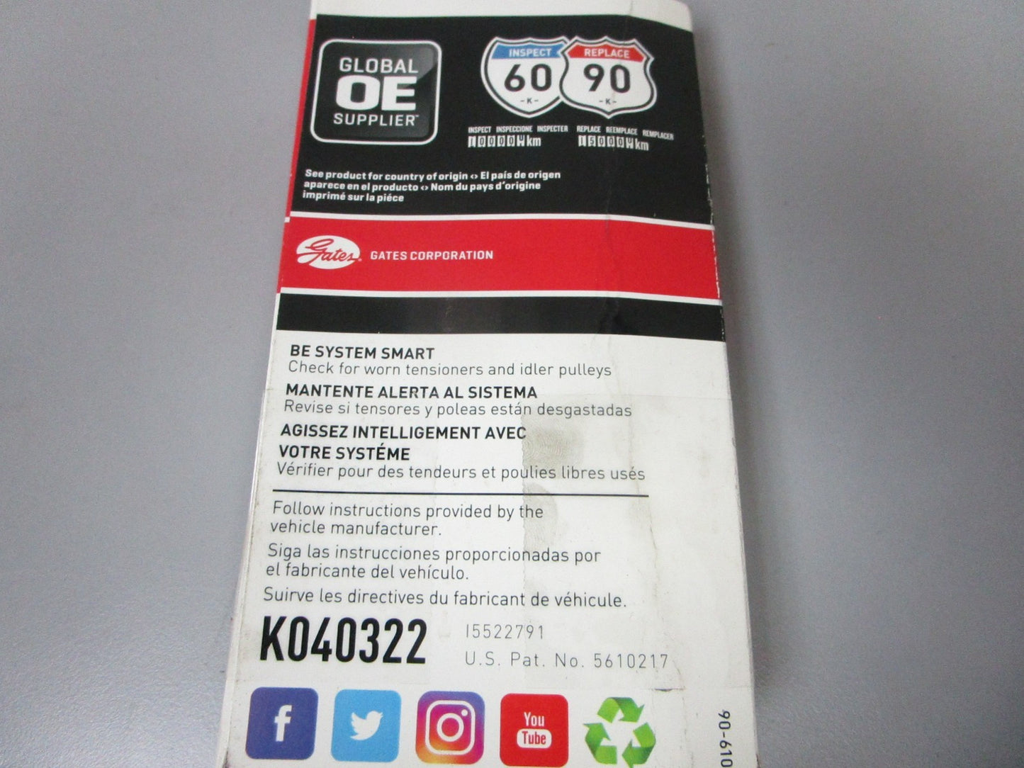 NEW K040322 Gates Micro-V 9/16" x 32 ⅞" Serpentine Belt 0720