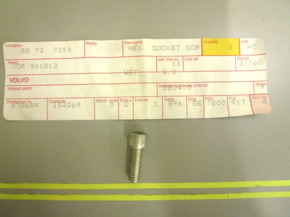 *NEW OEM* 0750 Volvo Penta HEX SOCKET SCREW 941813
