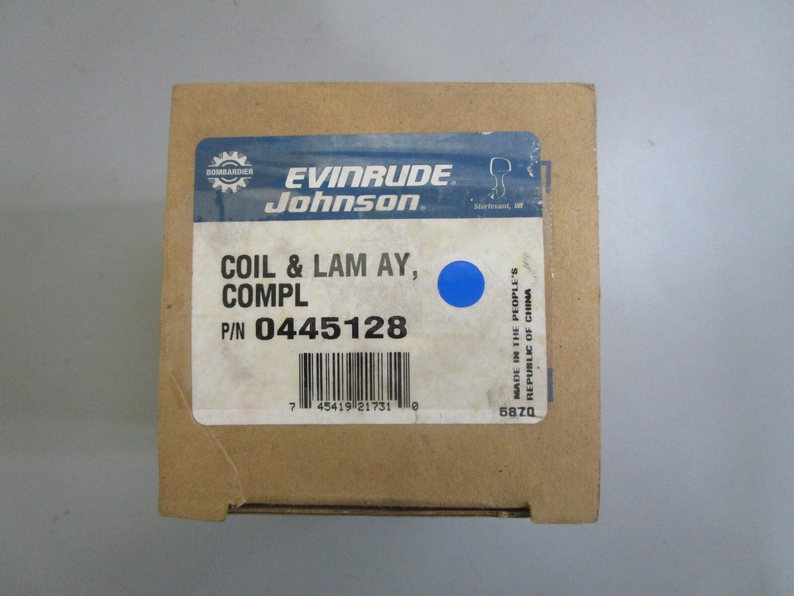 *NEW OEM* 0820 OMC Johnson Evinrude Coil & Lam Assy 445128 0445128