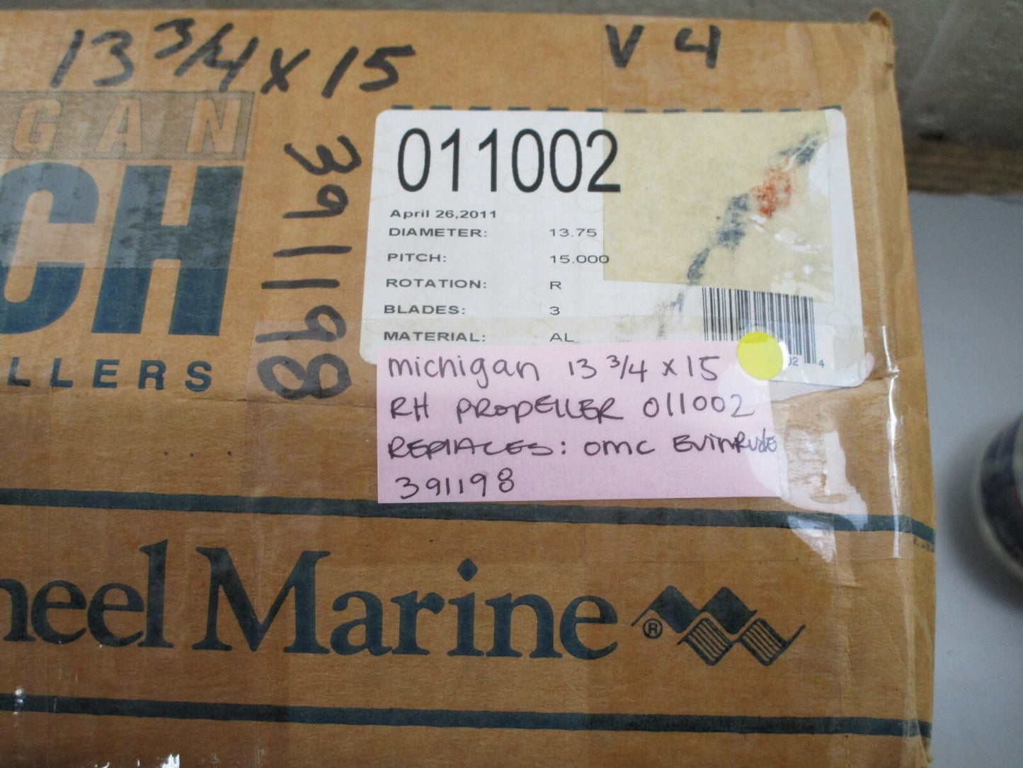 *NEW* 0820 Michigan 13¾ × 15 RH Propeller 011002 Replaces: 391198