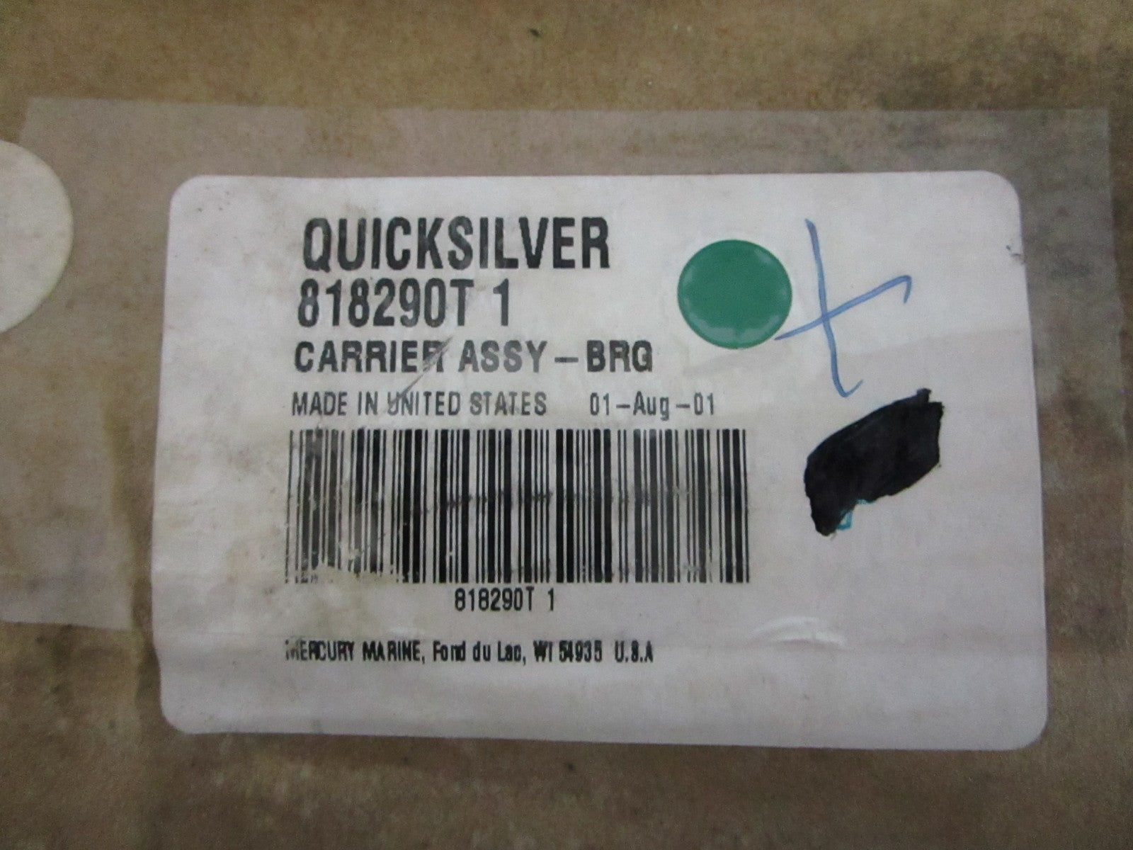 NEW OEM 818290T1 Mercury Quicksilver Bearing Carrier Assy 0820