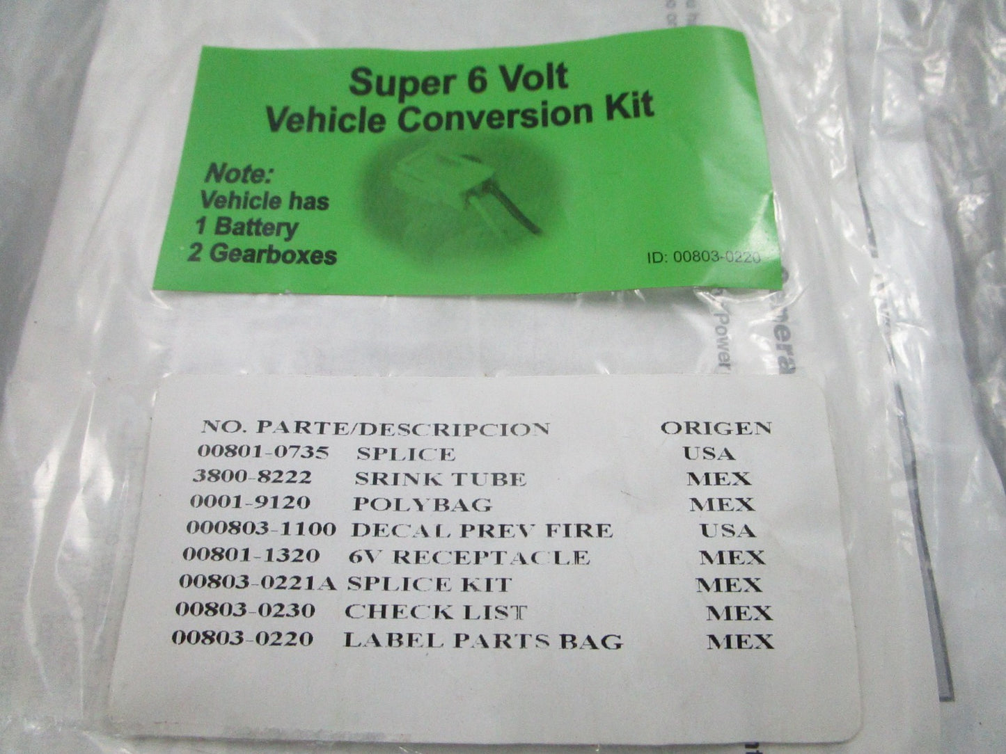 NEW OEM Power Wheels 00803-0220 Super 6V Conversion Kit 0810