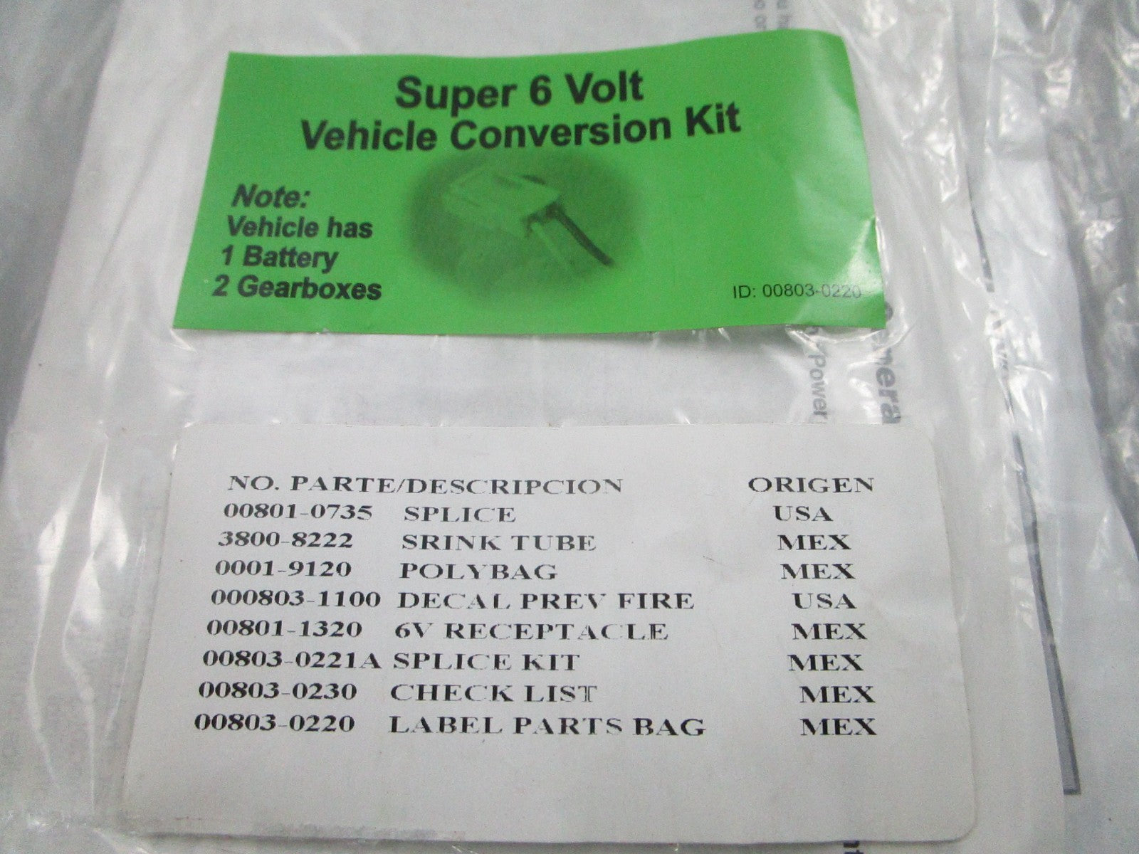 NEW OEM Power Wheels 00803-0220 Super 6V Conversion Kit 0810
