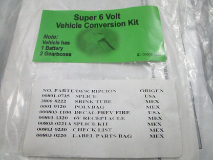 NEW OEM Power Wheels 00803-0220 Super 6V Conversion Kit 0810