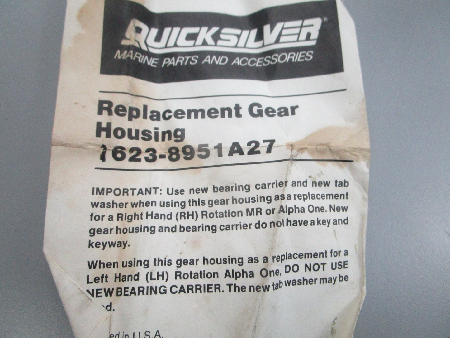 NEW OEM 1623-8951A27 Mercury Quicksilver Gear Housing Assembly 0810