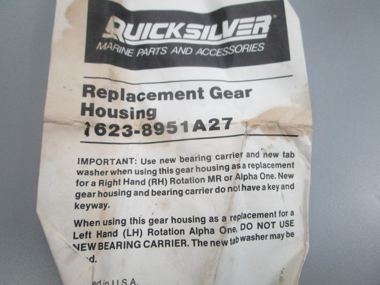 NEW OEM 1623-8951A27 Mercury Quicksilver Gear Housing Assembly 0810