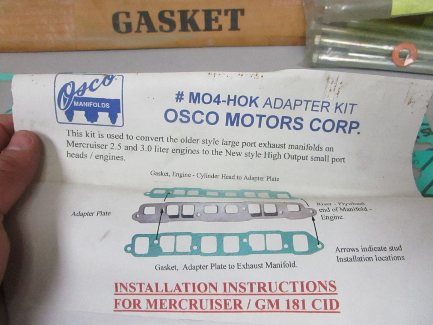 NEW MO4-HOK Replaces: Mercruiser 2.5 3.0 GM 181 CID OSCO Manifold Kit 0720