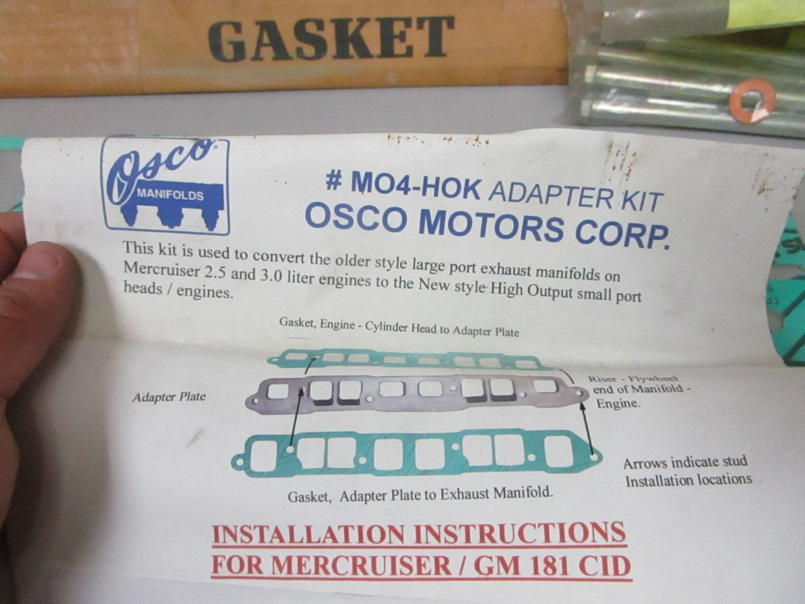 NEW MO4-HOK Replaces: Mercruiser 2.5 3.0 GM 181 CID OSCO Manifold Kit 0720