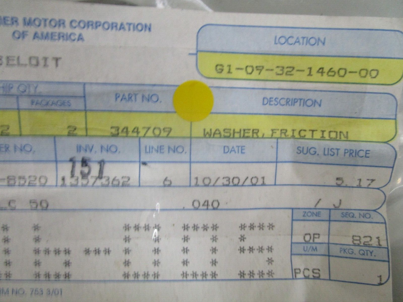 *NEW OEM* 0750 OMC Johnson Evinrude WASHER, FRICTION 344709 0344709