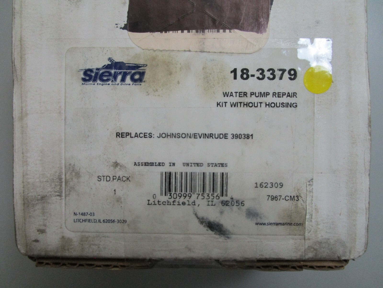*NEW* 0810 Sierra Water Pump Repair Kit w/o Housing 18-3379 Replaces: 390381
