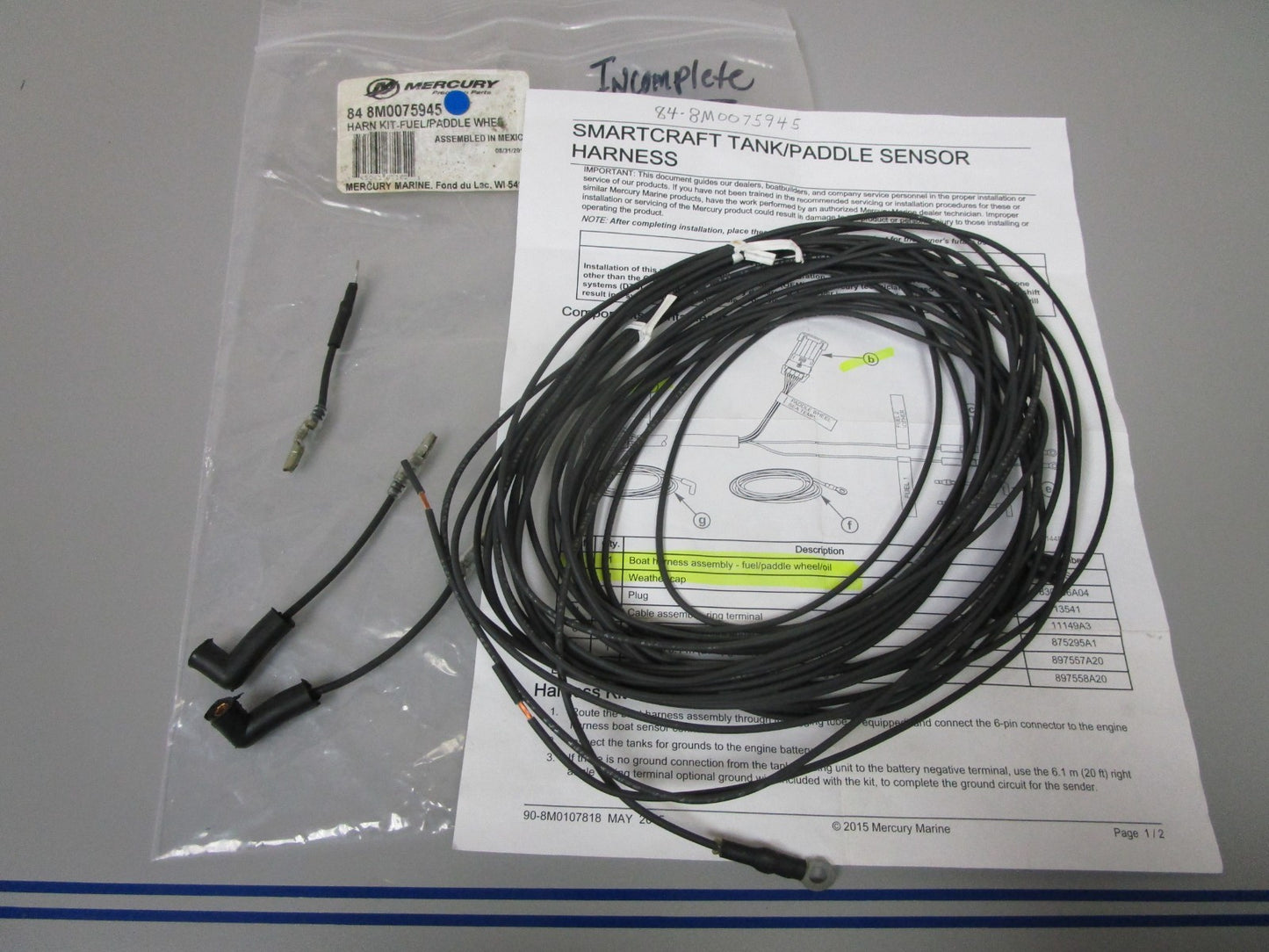 *NEW OEM* 0720 Mercury Quicksilver Partial Harness Kit 84-8M0075945