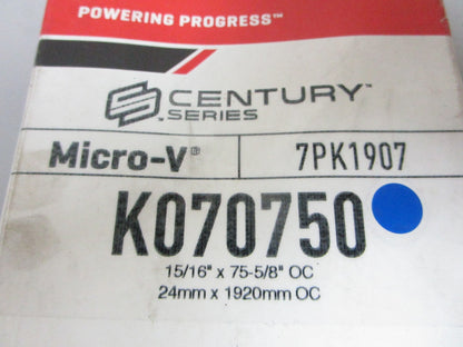 NEW K070750 Gates Micro-V 15/16" x 75 ⅝" Serpentine Belt 0720