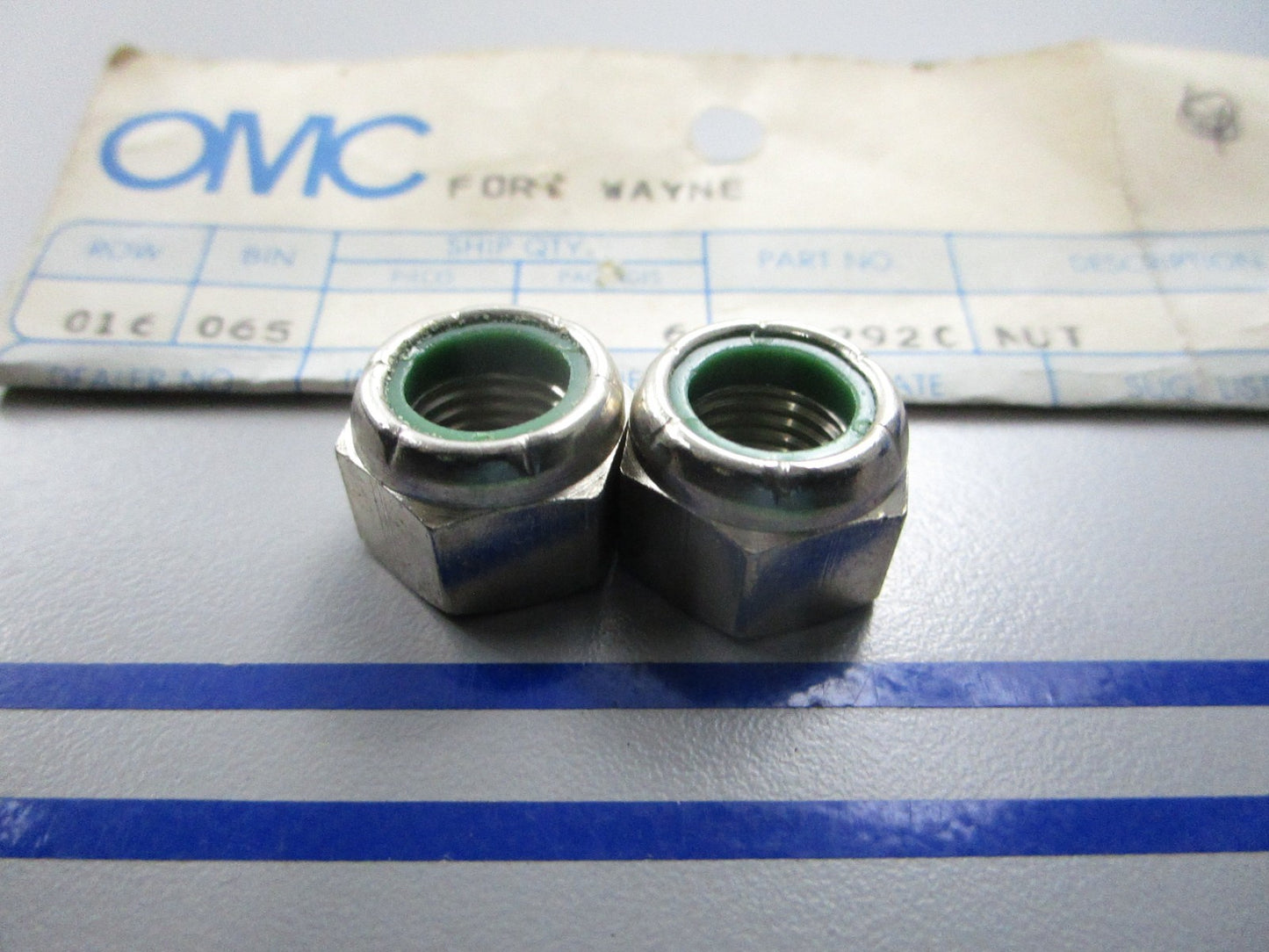 NEW OEM (LOT OF 2) 912920 0912920 OMC Johnson Evinrude Nut 0810