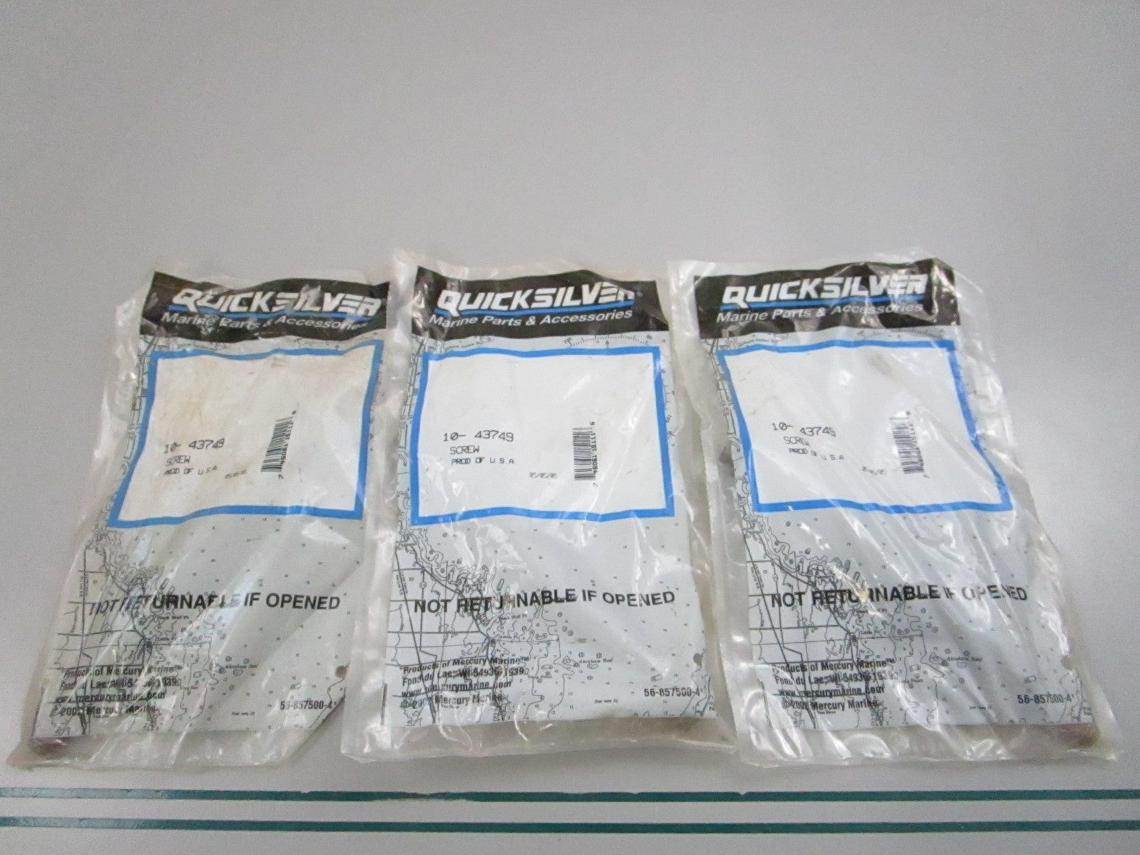NEW OEM (LOT OF 3) 10-43749 Mercury Quicksilver Screw 0810