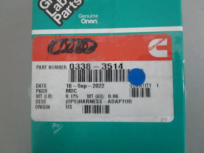 *NEW OEM* 0820 Onan Cummins Adaptor Harness 0338-3514