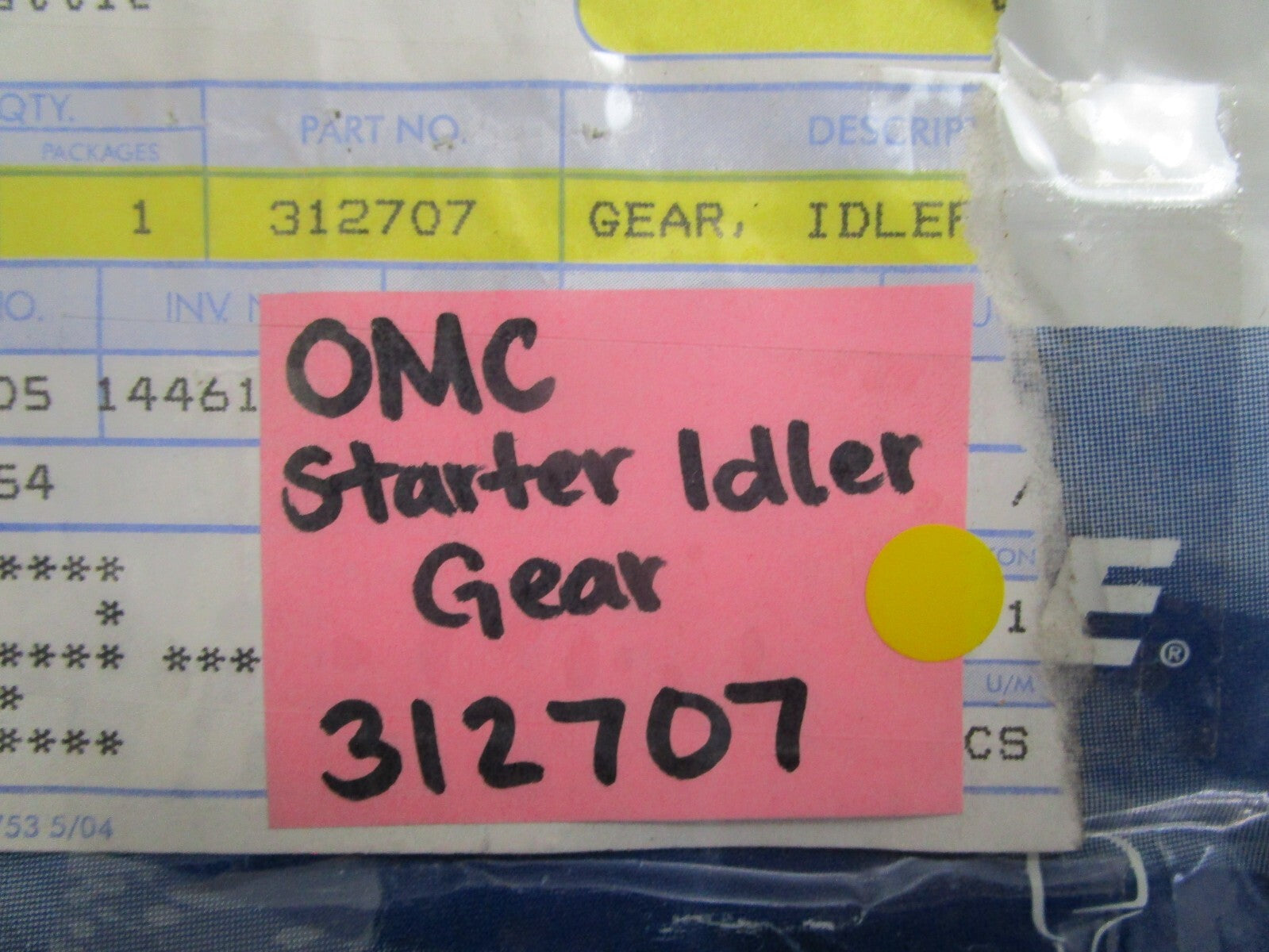 *NEW OEM* 0820 OMC Johnson Evinrude Starter Idler Gear 312707 0312707
