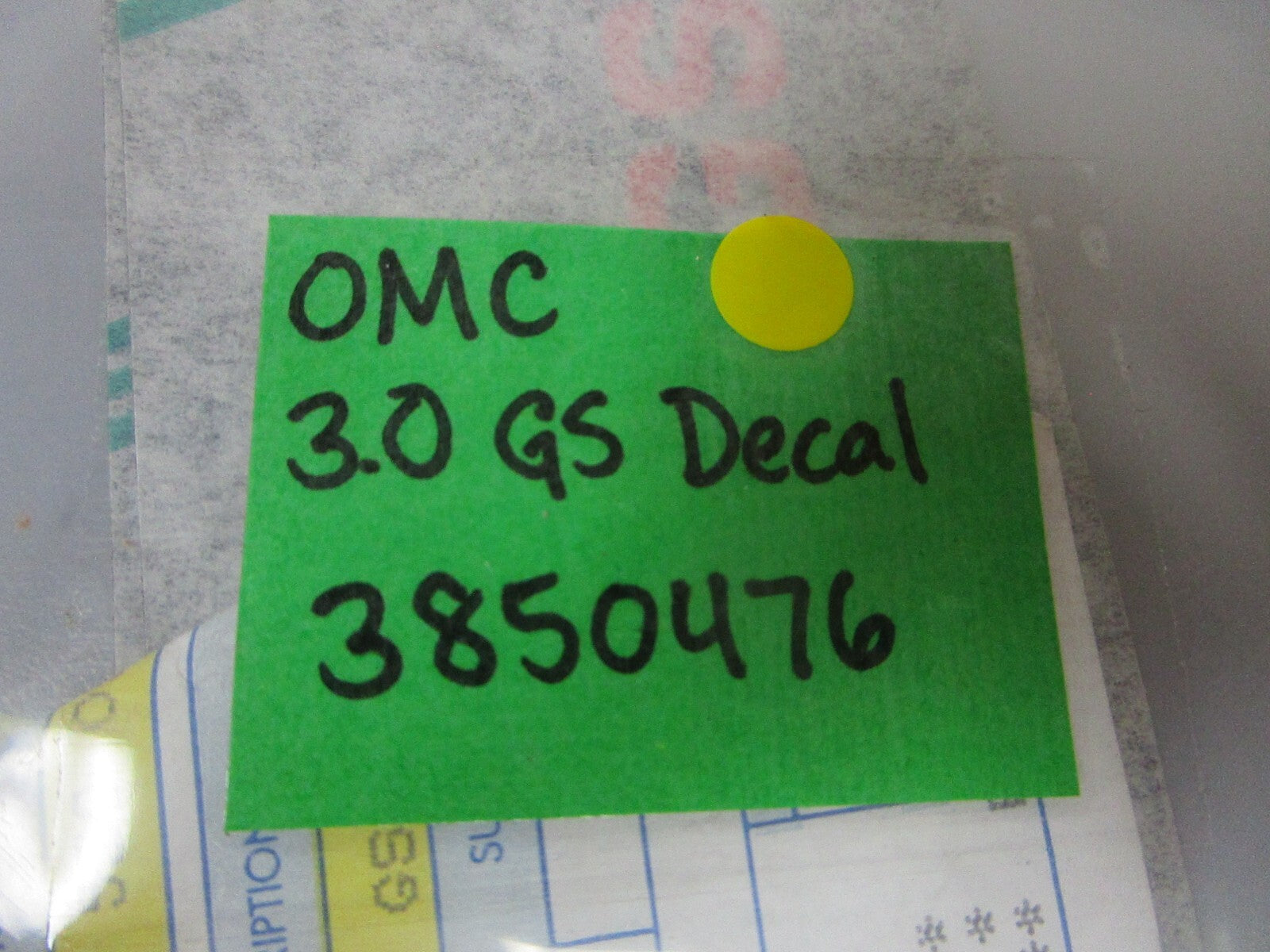 *NEW OEM* 0810 OMC Johnson Evinrude 3.0 GS Decal 3850476