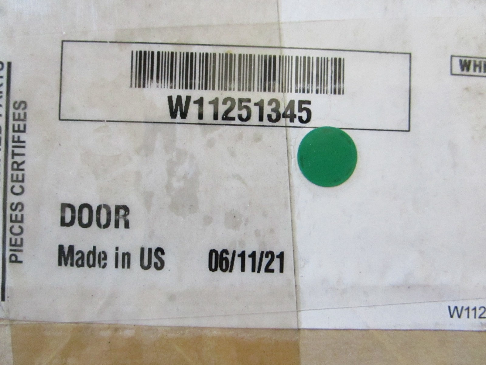 Whirlpool NEW OEM Dryer Door Rear Panel Hinge Assembly W11251345 Factory 0820