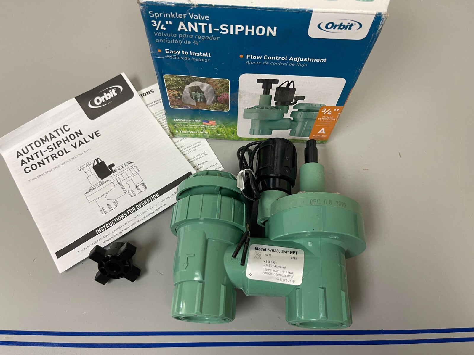 *NEW OEM* 0720 Orbit 3/4" Anti-Siphon Sprinkler Valve 57623-20