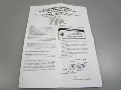 NEW OEM 8576846A Whirlpool LP Gas Conversion Kit 0810