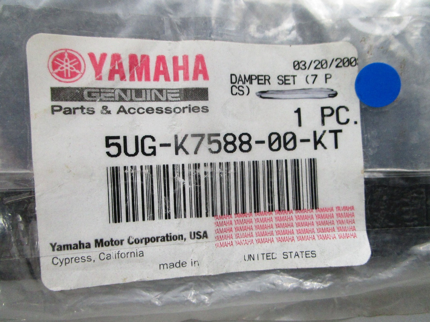 NEW OEM 5UG-K7588-00-KT Yamaha 7 Pc Damper Set 0810