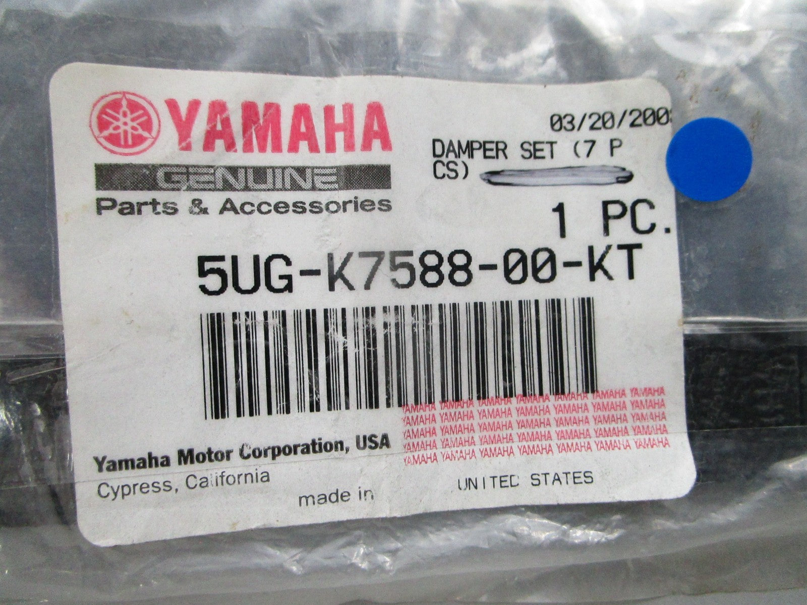 NEW OEM 5UG-K7588-00-KT Yamaha 7 Pc Damper Set 0810