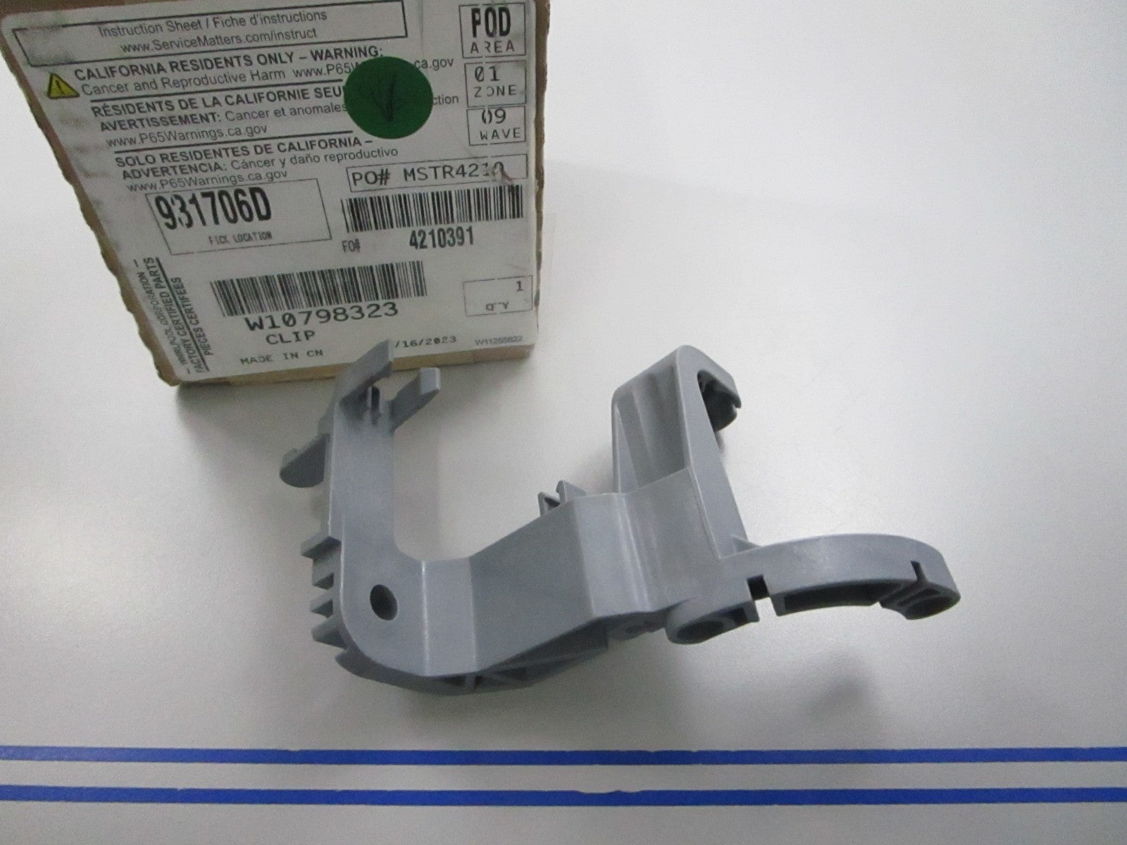 NEW OEM W10798323 Whirlpool Clip 0810