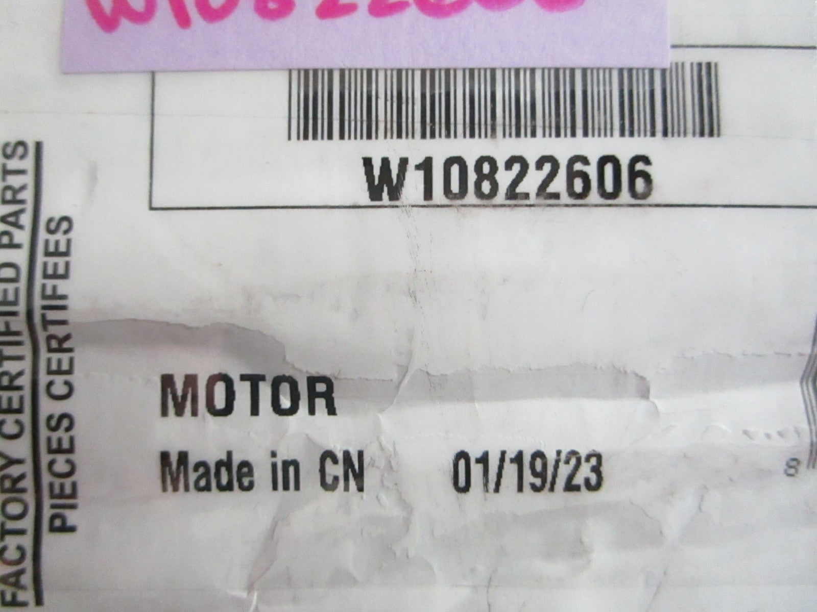 NEW OEM W10822606 Whirlpool Refrigerator Auger Motor 0820