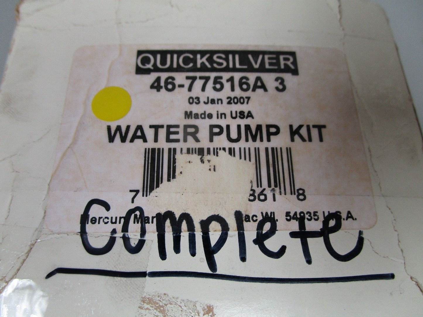 *NEW OEM* 0720 Mercury Quicksilver Water Pump Kit 46-77516A3