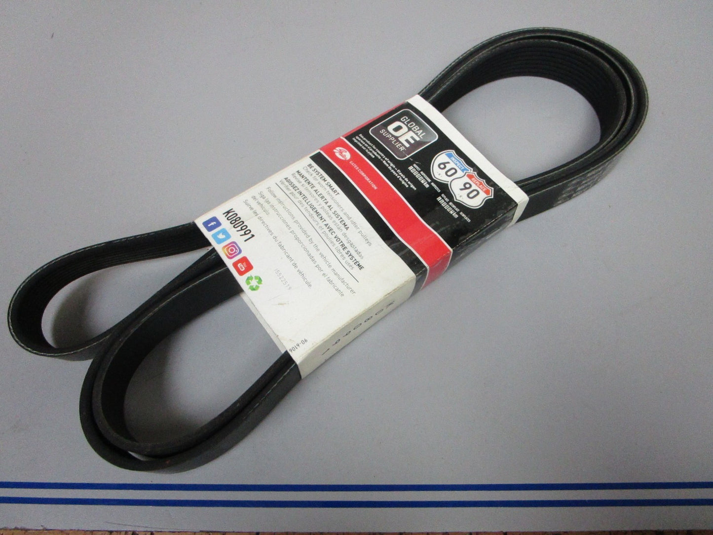 NEW K080991 Gates Micro-V 1-3/32" x 99 ⅝" Serpentine Belt 0720