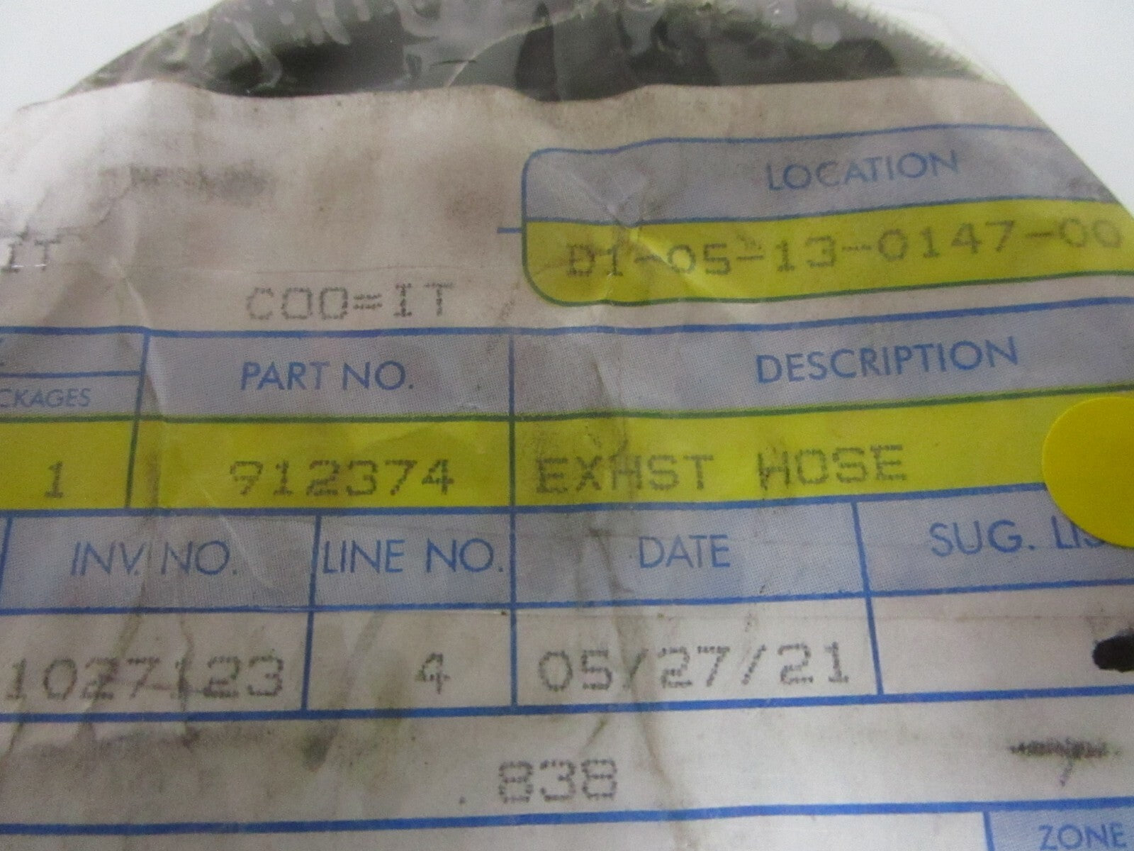 *NEW OEM* 0810 OMC Johnson Evinrude Exhaust Hose 912374 0912374