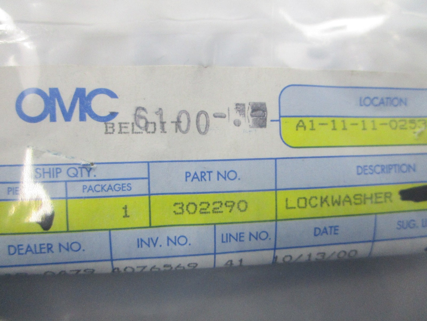 NEW OEM (LOT OF 5) 302290 0302290 OMC Johnson Evinrude Lockwasher 0810