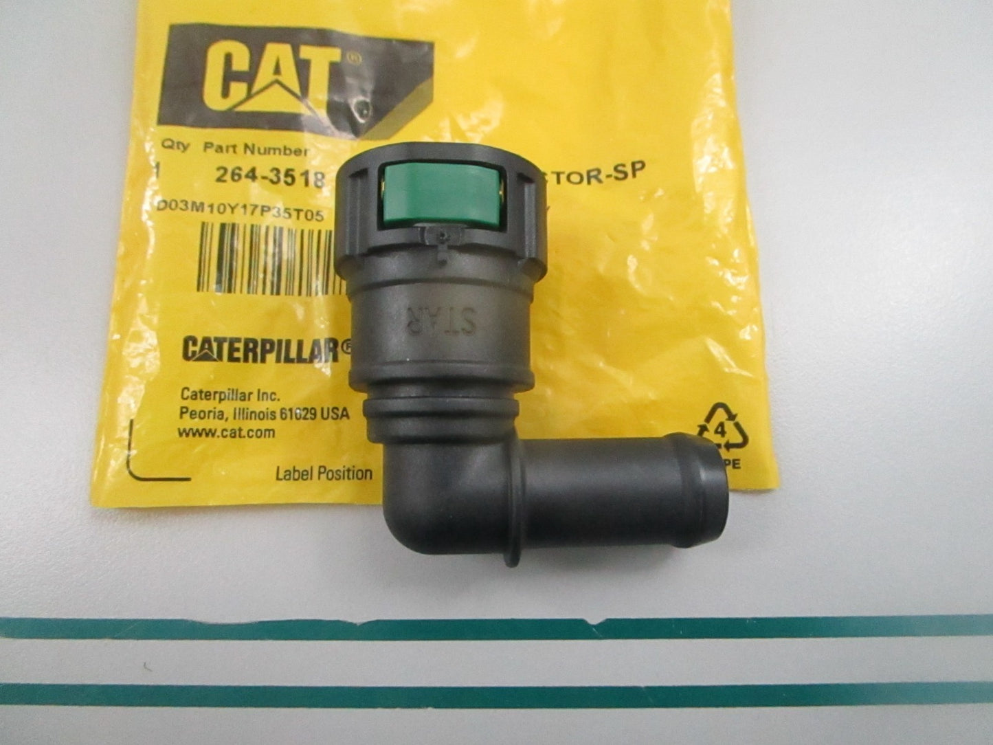 CAT Caterpillar NEW OEM 90° Fuel Hose Connector 264-3518 0810