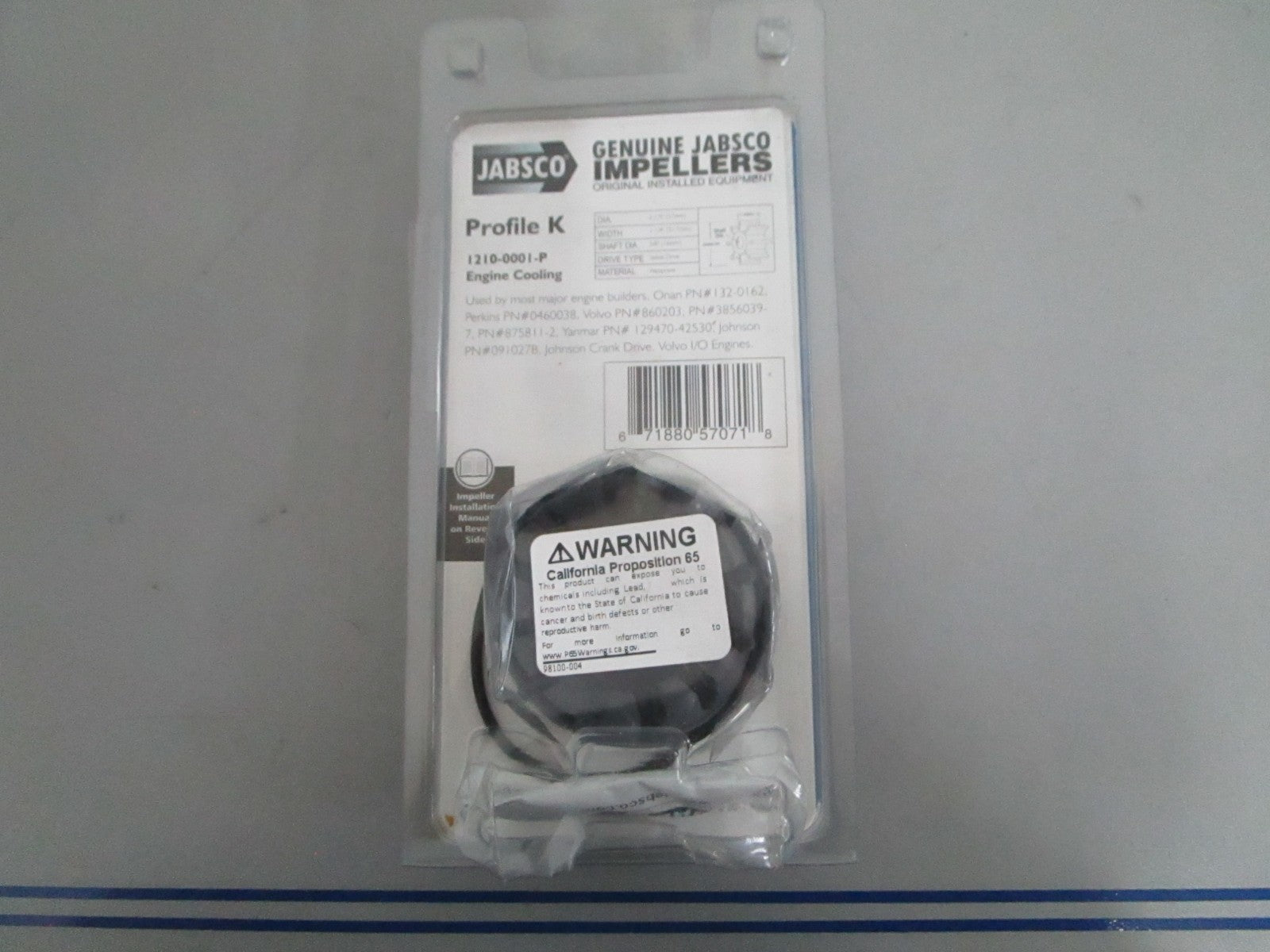 *NEW OEM* 0820 Jabsco Impeller Kit 1210-0001-P