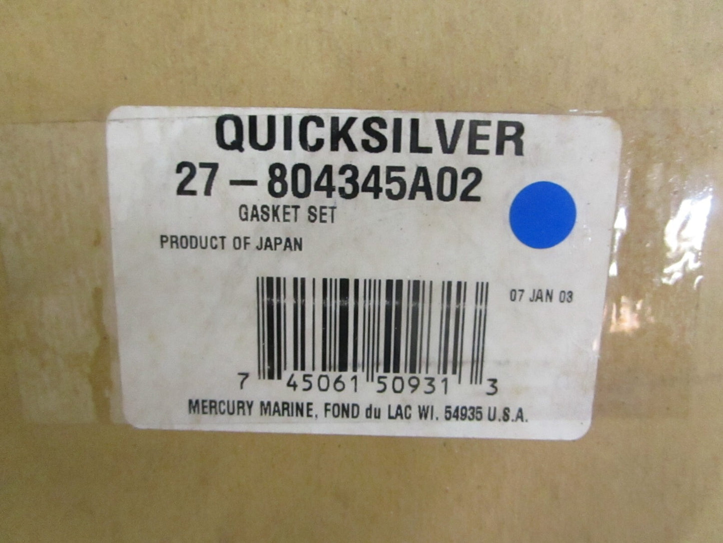 *NEW OEM* 0820 Mercury Quicksilver Gasket Set 27-804345A02