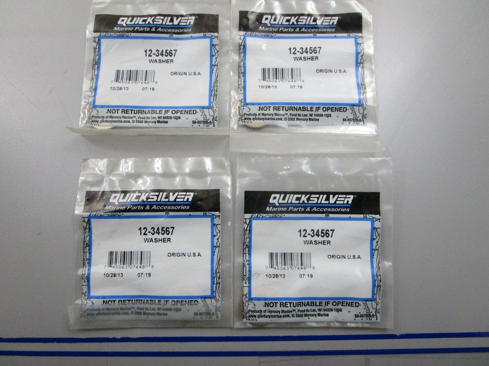 *NEW OEM* (LOT OF 4) 0810 Mercury Quicksilver Washer 12-34567
