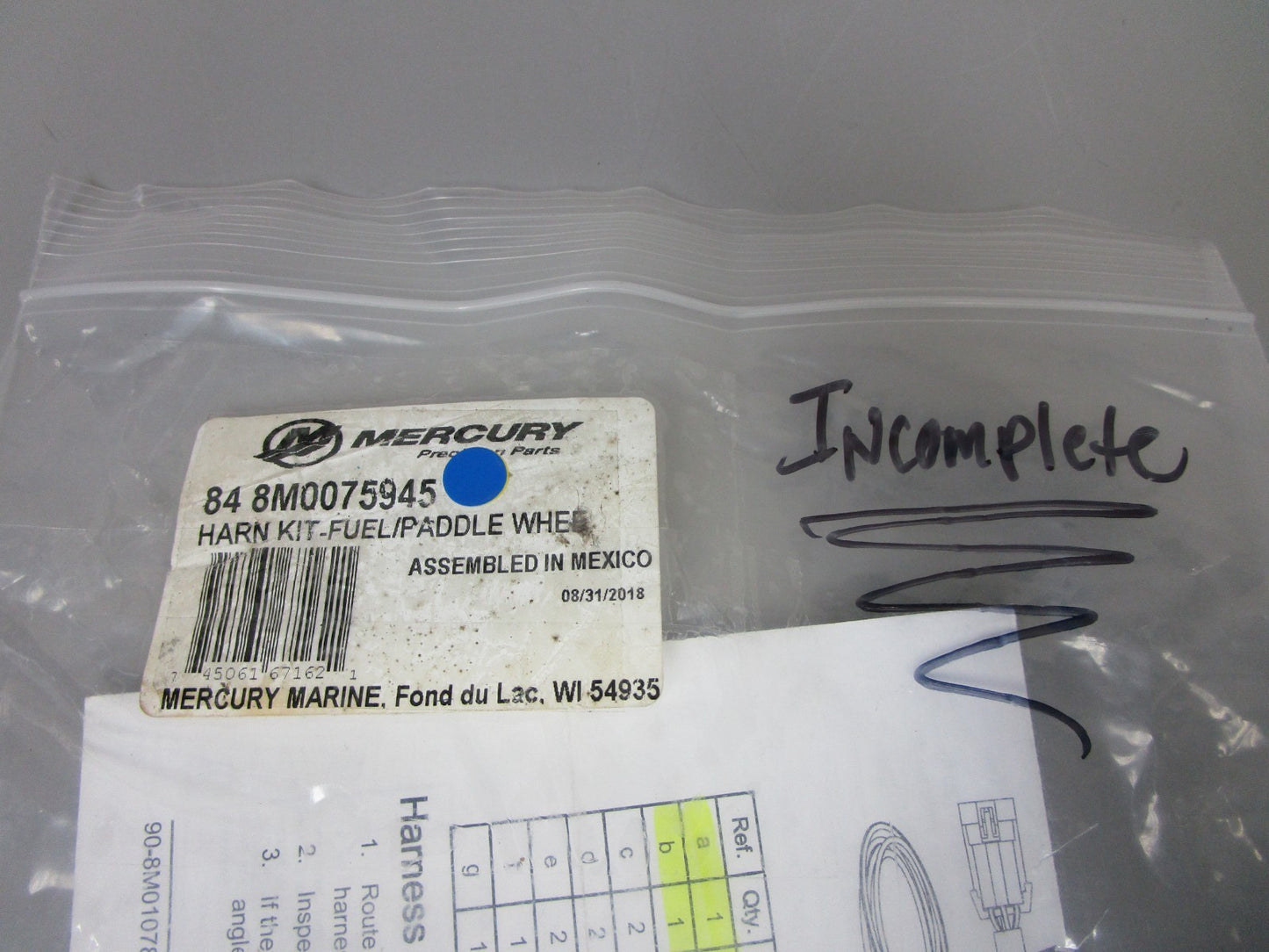 *NEW OEM* 0720 Mercury Quicksilver Partial Harness Kit 84-8M0075945