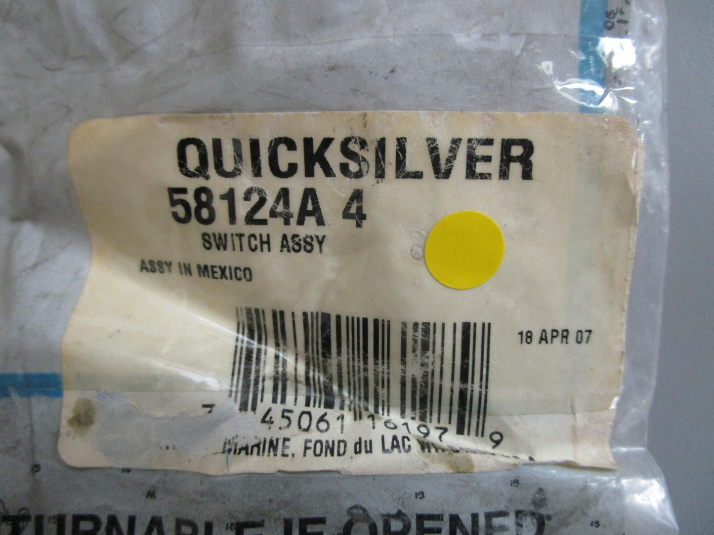 *NEW OEM* 0820 Mercury Quicksilver Switch Ay 58124A4