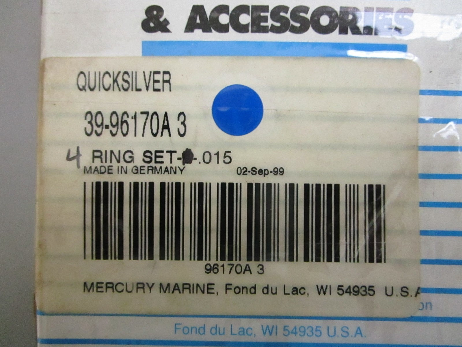 *NEW OEM* 0820 Mercury Quicksilver 4 Ring Set 39-96170A3