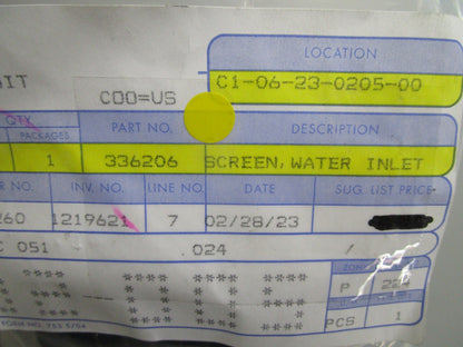 *NEW OEM* 0810 OMC Johnson Evinrude Water Inlet Screen 336206 0336206