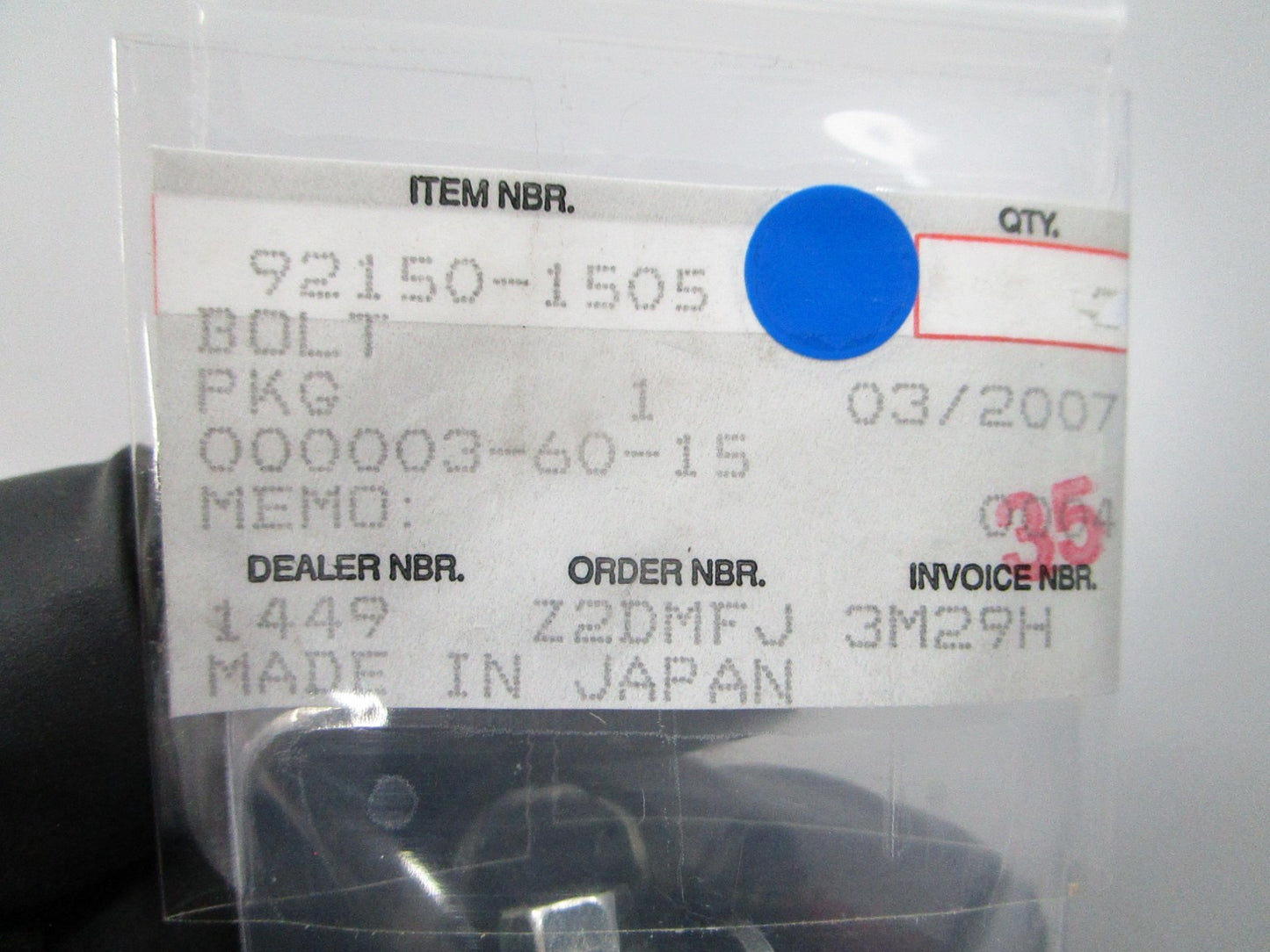 NEW OEM (LOT OF 2) Kawasaki  Bolt 92150-1505 0810