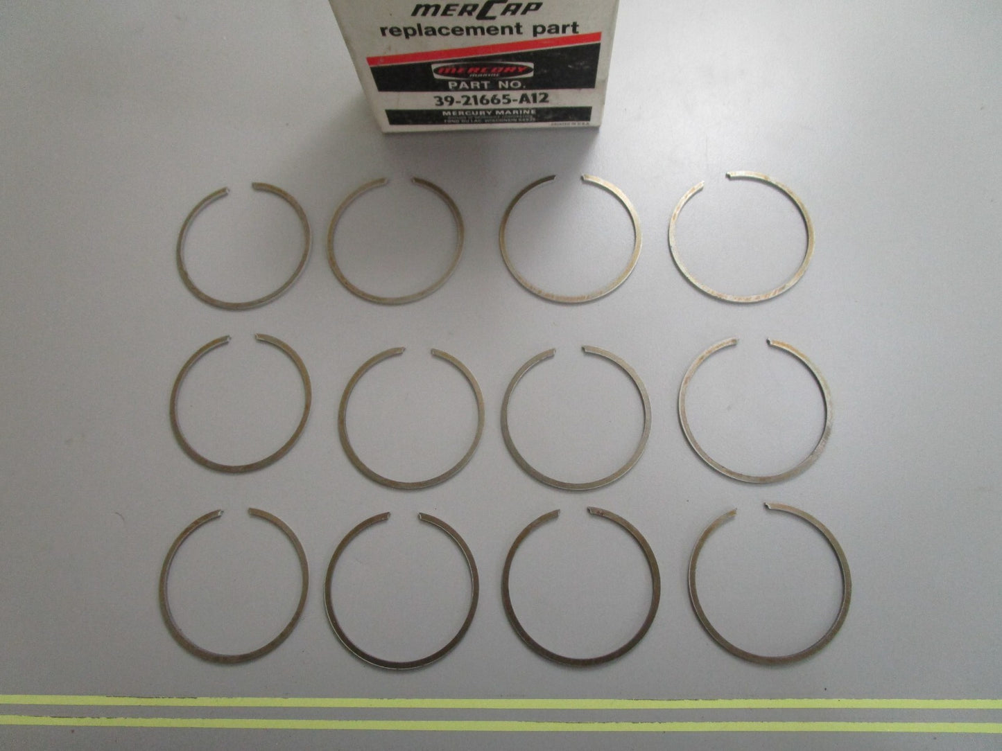 *NEW OEM* 0820 Mercury Quicksilver 12 Piston Ring Set 39-21665-A12 39-21665A12