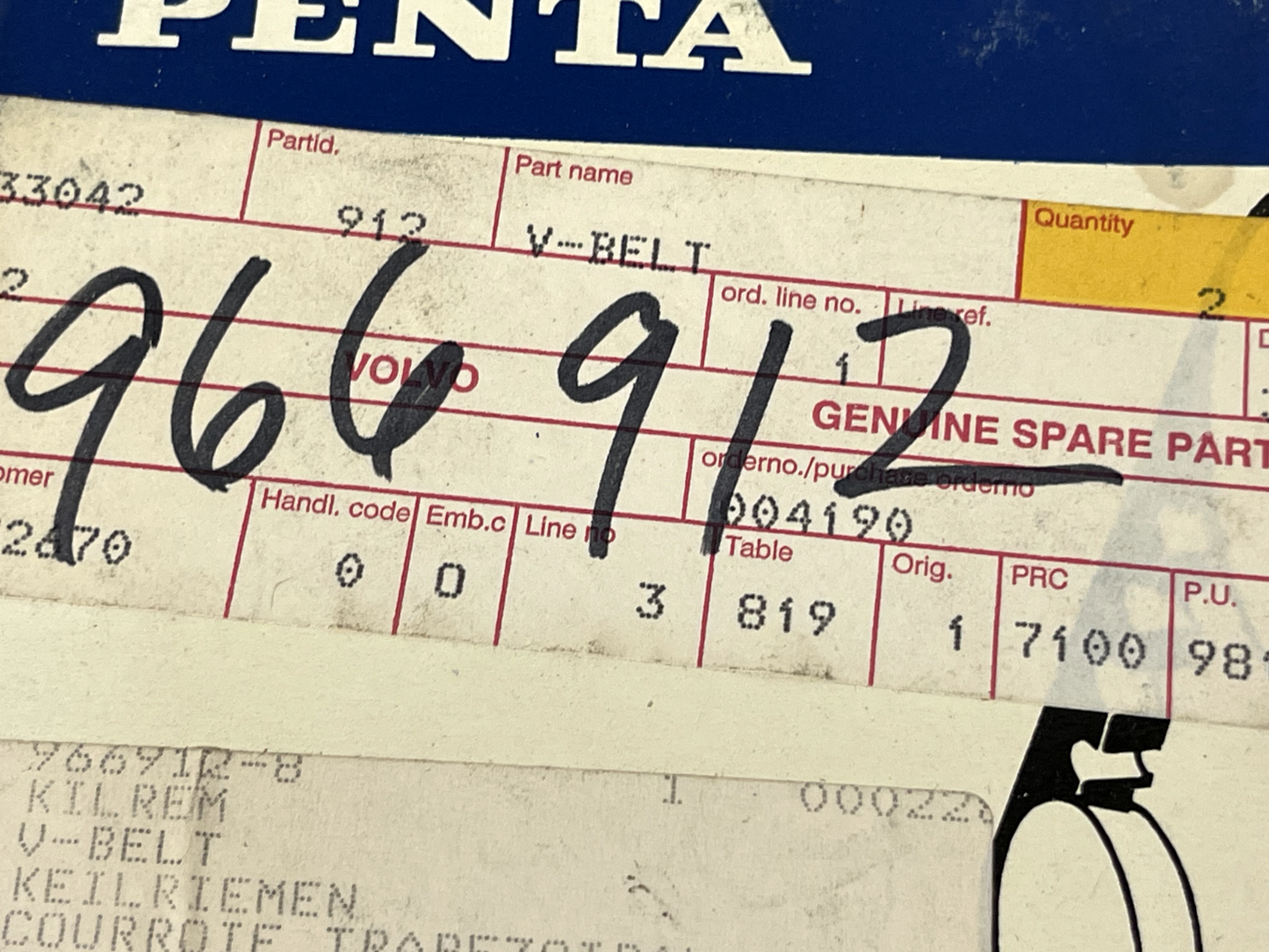 *NEW OEM* 0670 Volvo Penta V-Belt 966912