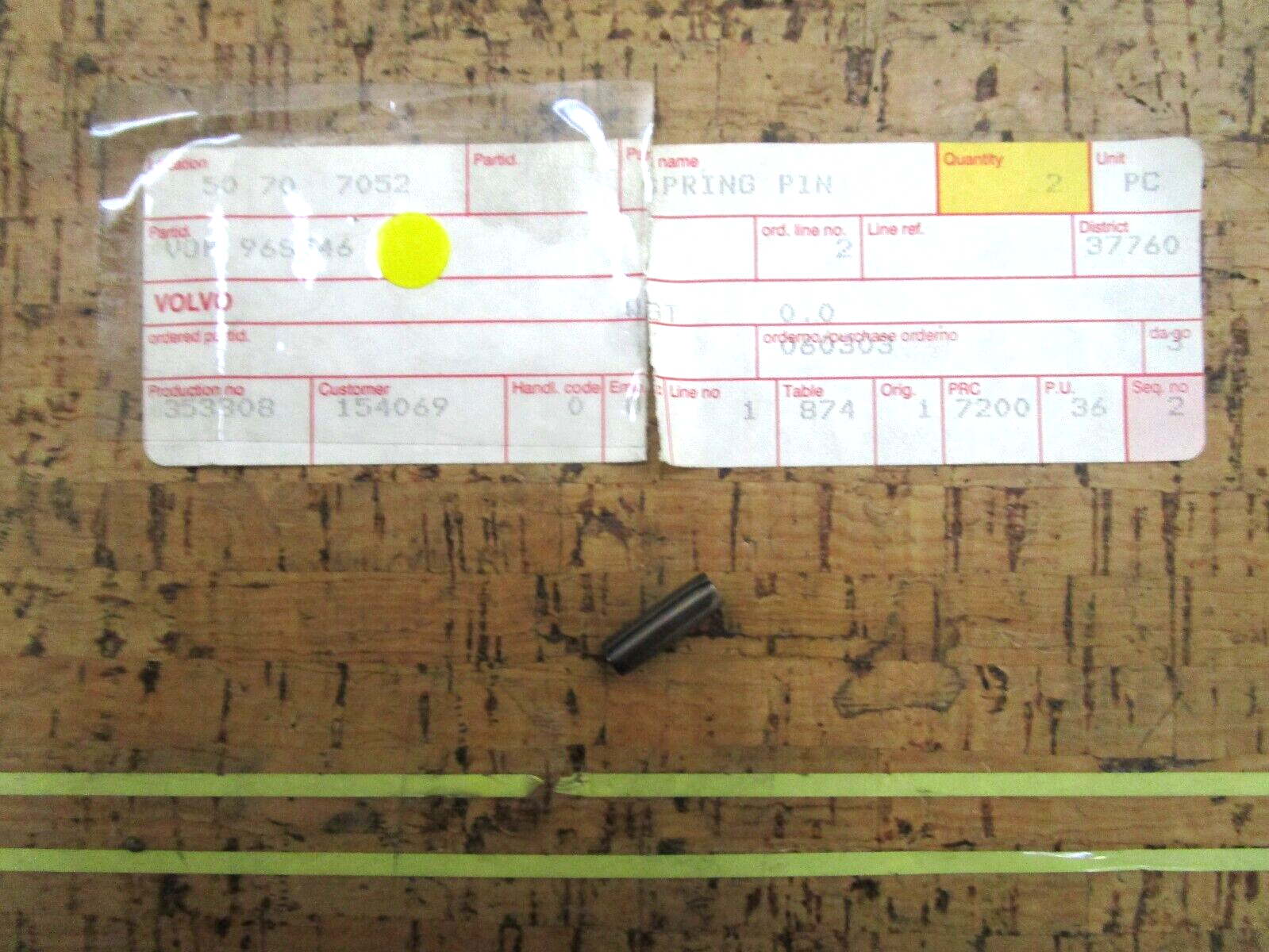*NEW OEM* 0750 Volvo Penta SPRING PIN 968746