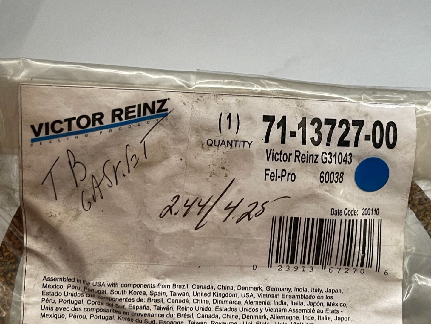 *NEW OEM* 0720 Victor Reinz Gasket 71-13727-00