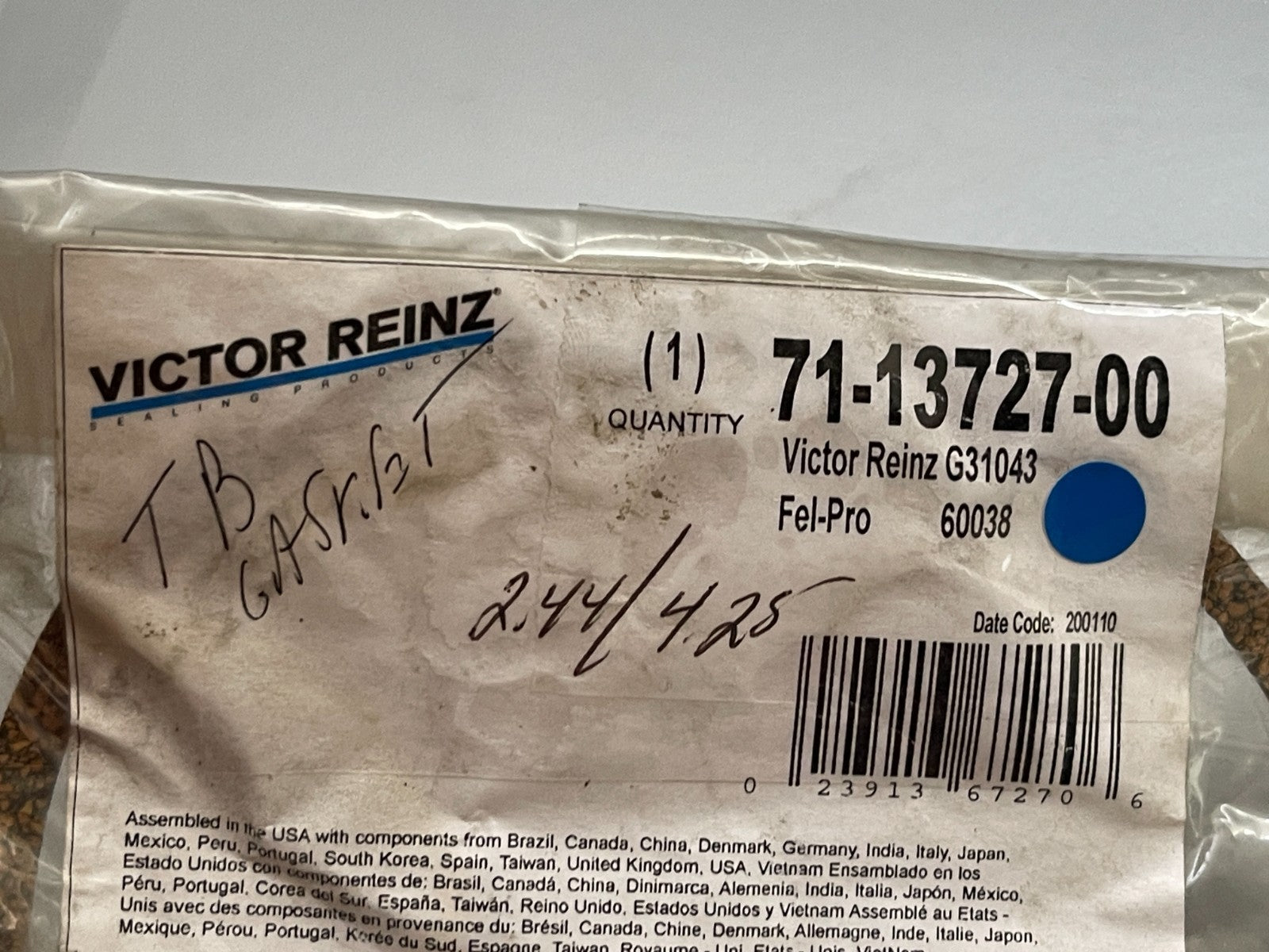 *NEW OEM* 0720 Victor Reinz Gasket 71-13727-00