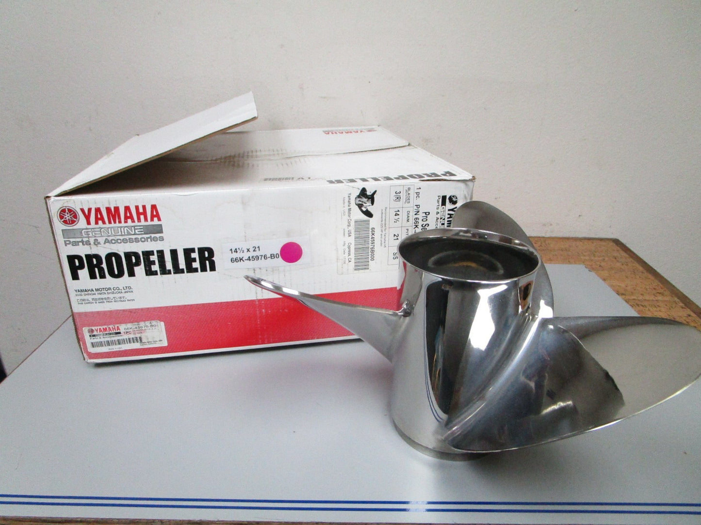 *NEW OEM* 0720 Yamaha 3 Blade Stainless Steel 14 ½ x 21 Propeller 66K-45976-B0