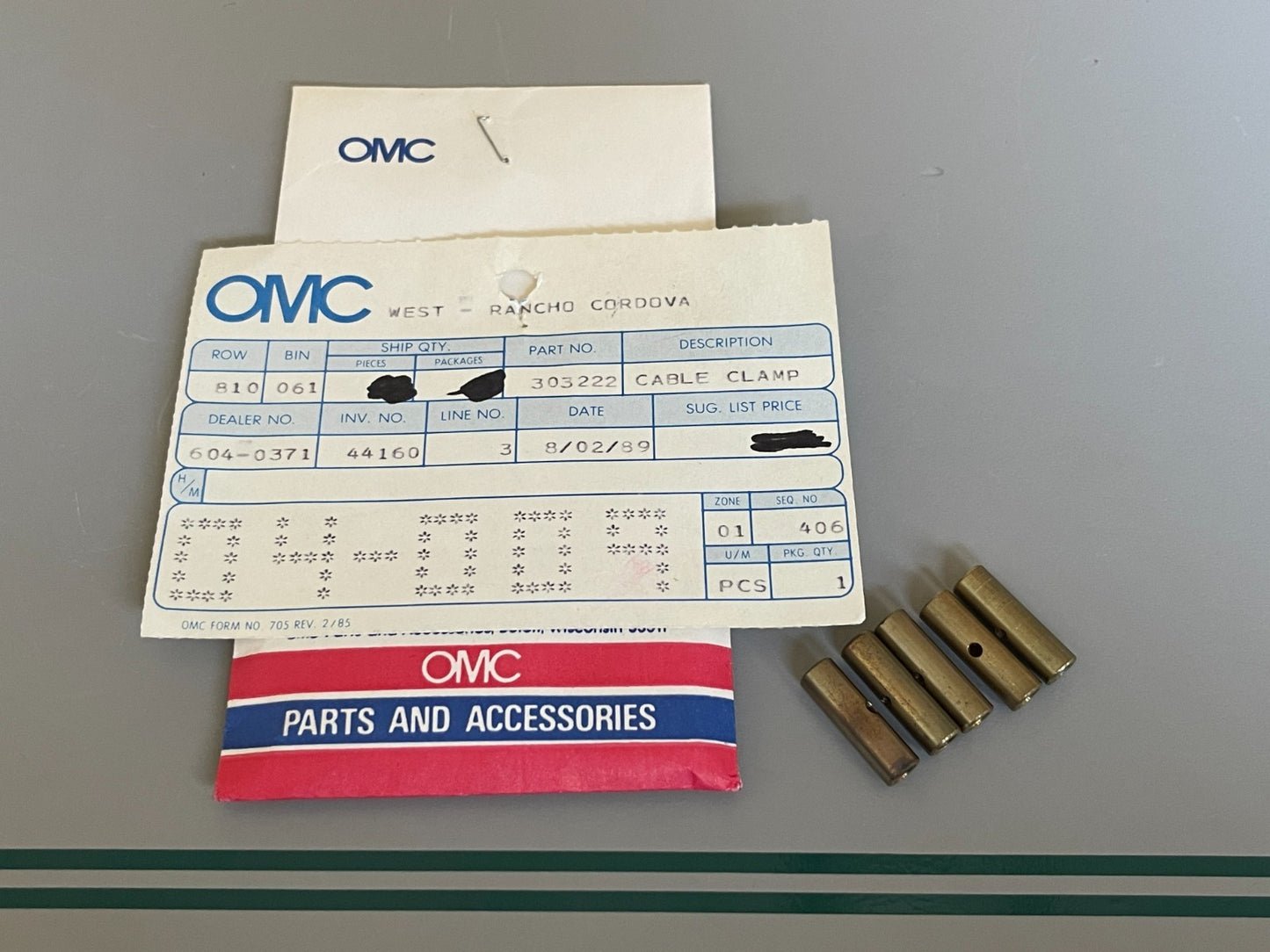 NEW OEM (LOT OF 5) 303222 0303222 OMC Johnson Evinrude Cable Clamp 0810